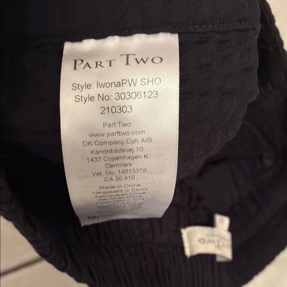 Part Two 100% Cotton Black High Waist Casual Shorts - Picture 3 of 13